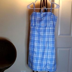 RARE EDITIONS GIRL'S PLAID DRESS SZ 16 WITH MATCHING HEADBAND